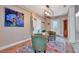 Inviting interior featuring stylish chairs, a wooden table, and an artistic rug at 150 Debary Dr, Debary, FL 32713