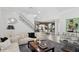 Open-concept living area with staircase, sleek furnishings, hardwood floors, and unique decor at 1761 Legion Dr, Winter Park, FL 32789