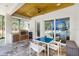 Outdoor patio with built in barbecue and dining table for entertaining with view of pool at 1761 Legion Dr, Winter Park, FL 32789
