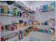 Well-stocked walk-in pantry with ample shelving for storage at 177 Bristol Forest Trl, Sanford, FL 32771