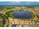 Overhead view of a residential area near a pond, featuring lush greenery and serene suburban living at 2173 Lake Side Ave, Davenport, FL 33837