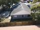 An aerial view of a single-Gathering home with a gray roof and fenced yard at 2212 Atrium Cir, Orlando, FL 32808