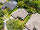 Birds-eye view of a residential neighborhood showcasing lush landscaping, mature trees and a private swimming pool at 224 Bluestone Pl, Casselberry, FL 32707
