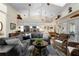 Open-concept living room with vaulted ceilings, a modern kitchen, and stylish decor at 4199 Conway Place Cir, Orlando, FL 32812