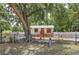 Charming exterior view of a single Gathering home featuring a fenced yard with mature trees at 4922 Huppel Ave, Orlando, FL 32811