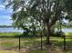 Scenic lake view from backyard with lawn and wrought iron fence at 1420 Lake Shadow Cir # 9207, Maitland, FL 32751
