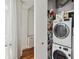 Convenient in-unit laundry area with stacked washer and dryer for space-saving efficiency at 150 E Robinson St # 801, Orlando, FL 32801