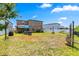Large backyard with patio, dining area, and lush lawn provides ample space for outdoor enjoyment and activities at 5637 Beggs Road, St Cloud, FL 34771