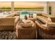 Covered patio featuring comfortable furniture and an outdoor living space by the pool at 9429 Golden Laurel Ln, Orlando, FL 32827