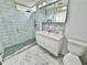 Modern bathroom featuring glass shower with modern vanity and backsplash at 1634 Hull Cir, Orlando, FL 32806