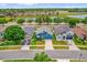 Aerial view of a well-maintained home with a manicured lawn and a nearby pond at 1730 Ribbon Falls Pkwy, Orlando, FL 32824