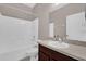 Bathroom featuring a single sink vanity, toilet and bathtub shower at 1730 Ribbon Falls Pkwy, Orlando, FL 32824