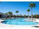 A stunning community pool with mature palms and plenty of lounge seating at 10038 Verse Aly, Winter Garden, FL 34787