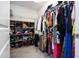 Walk-in closet with hanging clothes, shelving units, a suitcase, and neutral carpet at 10038 Verse Aly, Winter Garden, FL 34787