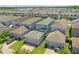 Aerial view showcasing neighborhood homes with garages and manicured lawns in a sunny setting at 12127 Sonnet Ave, Orlando, FL 32832