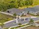 Aerial view of home in a gated community surrounded by mature trees and landscaping at 7651 Five Oaks Dr, Harmony, FL 34773