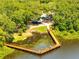 Aerial view of the park featuring a large pond and fishing dock near a shaded picnic area at 1121 Arbor Glen Cir, Winter Springs, FL 32708