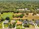 Expansive aerial view of a residential area with lake views and green spaces and several homes at 1121 Arbor Glen Cir, Winter Springs, FL 32708