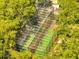 Aerial view of a fenced batting cage surrounded by lush trees on a sunny day at 1121 Arbor Glen Cir, Winter Springs, FL 32708