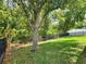 Beautiful backyard featuring a black metal fence and lush, mature trees for privacy at 3506 Creswick Cir, Orlando, FL 32829