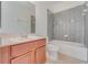 Bathroom with tile flooring, vanity, and tiled shower/tub at 902 Hire Cir, Ocoee, FL 34761