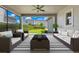 Relaxing lanai with comfortable seating and a view of the well-maintained backyard at 9544 Mere Pkwy, Orlando, FL 32832