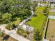 Aerial view of a fenced dog park with walking path, trees, and pet-friendly amenities at 1535 Barberry Dr, Kissimmee, FL 34744