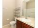 Bathroom with ceramic tile flooring, vanity, mirror, toilet, and a shower and tub combo at 2530 San Jacinto Cir # 2530, Sanford, FL 32771