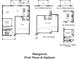 First-floor plan options for the Mangrove, featuring kitchen, cafe, garage, and sliding glass door options at 30334 Emerald Forest Dr, Mount Dora, FL 32757