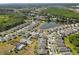 Aerial view shows a Gathering-friendly neighborhood with a pond, playground, pool, and well-maintained homes at 4350 Verde Valley Ln, Kissimmee, FL 34746