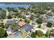 Aerial view features neighborhood homes with pools and covered lanais, complemented by mature landscaping and a pool at 5100 La Croix Ave, Belle Isle, FL 32812
