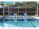 Pool with clear blue water and lounge chairs on the pool deck, covered by screen at 5100 La Croix Ave, Belle Isle, FL 32812