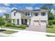 Charming two-story home boasts a manicured lawn, symmetrical design, and a convenient two-car garage at 8768 Sonoma Coast Dr, Winter Garden, FL 34787