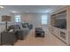Comfortable living room featuring a sofa, coffee table, and entertainment center at 3302 Stonegate Dr, Ocoee, FL 34761