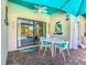 Covered patio showcasing a dining table, chairs, and serene outdoor ambiance with the pool just beyond at 16604 Caribbean Breeze Way, Clermont, FL 34714