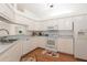 Functional kitchen with white cabinetry, modern appliances, and hardwood floors, creating a clean and efficient cooking space at 23 Old Sunbeam Dr, South Daytona, FL 32119