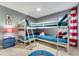 Cozy bunk bedroom with a corner bunkbed setup, blue accents, and a fun, inviting atmosphere for  at 2609 Dinville St, Kissimmee, FL 34747
