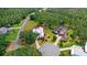An aerial view of a home featuring lush landscaping and a circular driveway at 508 Yellow Submarine Ct, Groveland, FL 34736