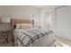 Cozy bedroom with a patterned throw blanket, tufted headboard, and plantation shutters at 654 Mariposa St, Orlando, FL 32801