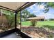Screened lanai overlooking the lawn, providing an outdoor space to enjoy the greenery at 1107 Monroe Ave, St Cloud, FL 34769