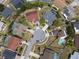 Aerial view showcasing a home with a pool, within a cul-de-sac at 11705 Binfield Ct, Orlando, FL 32837