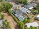 Aerial view of a single-Gathering home with a screened-in pool and lush landscaping at 3001 Little Cypress Cv, Winter Park, FL 32792