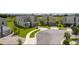 Aerial view of modern homes in a cul-de-sac with well-maintained lawns at 901 Ocean Course Ave, Davenport, FL 33896