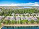 Overhead view displaying the homes surrounding the waterway, neighborhood, and lush landscape at 1078 Vinsetta Cir, Winter Garden, FL 34787