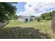 Spacious backyard with a lush green lawn, partially surrounded by a wood fence at 119 Ridgecrest Dr, Eustis, FL 32726
