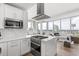 Modern kitchen featuring stainless steel appliances, sleek white cabinetry, and countertop dining at 150 E Robinson St # 2812, Orlando, FL 32801