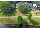 An aerial view of the backyard and neighboring homes with a pond in the distance at 1645 Boulder Creek Ct, Apopka, FL 32712