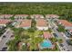 Aerial view of townhouses, community pool, and playground in a well-maintained residential neighborhood at 1772 Garden Sage Dr, Oviedo, FL 32765