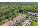Beautiful aerial view of townhomes backing to green space with mature trees and a river at 1772 Garden Sage Dr, Oviedo, FL 32765