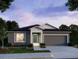Charming single-story home with a modern color scheme, landscaped front yard, and an attached two-car garage at 3238 Viceroy Ct, Poinciana, FL 34759